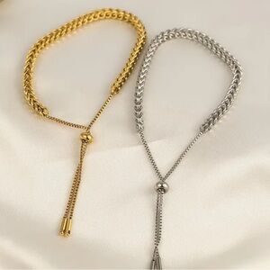 New Trendy Silver Plated Stainless Steel Braided Bracelet, For Men & women